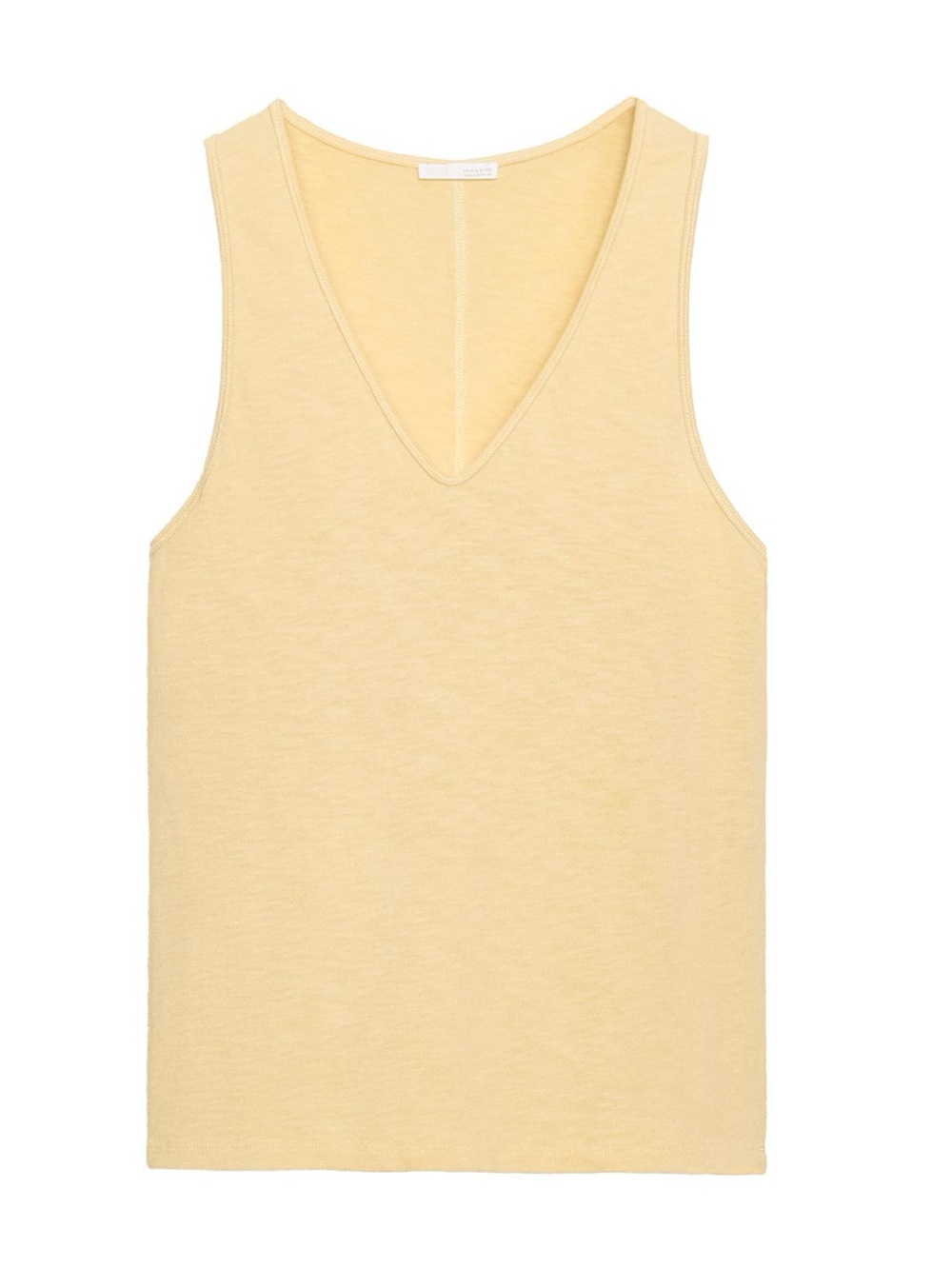 Zara Light Yellow V-Neck Sleeveless Tank Top